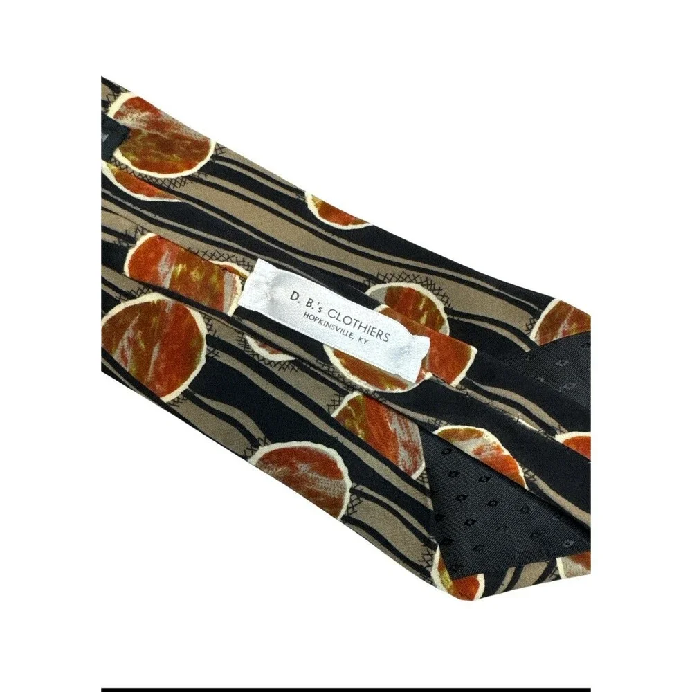 Bugatti 100% Silk Black Brown Geometric Necktie 58” Long 4” Wide Business Preppy